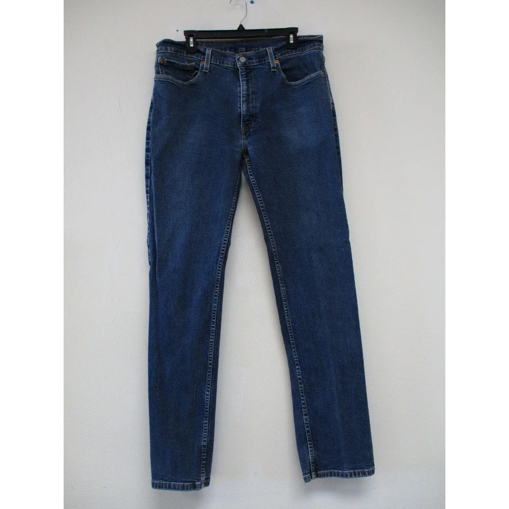 Levi's 514 Straight Fit Jeans Mens 36x34 Blue Dark Wash Stretch Denim Pant